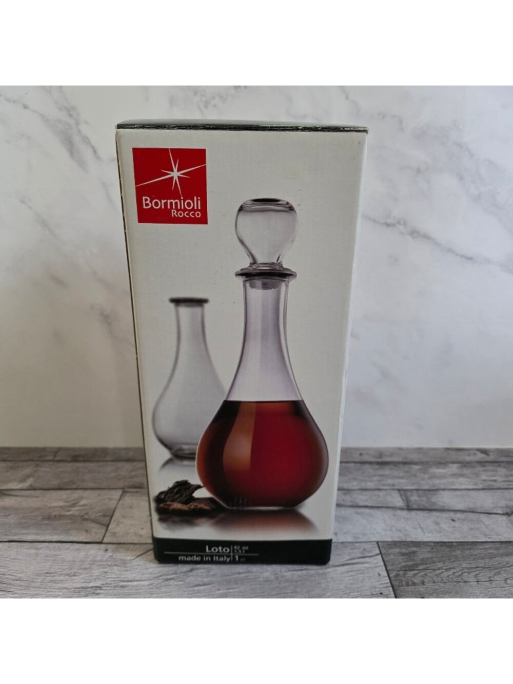 Bormioli Rocco Loto Glass Decanter With Stopper 42 Oz 1.5 L Made In Italy